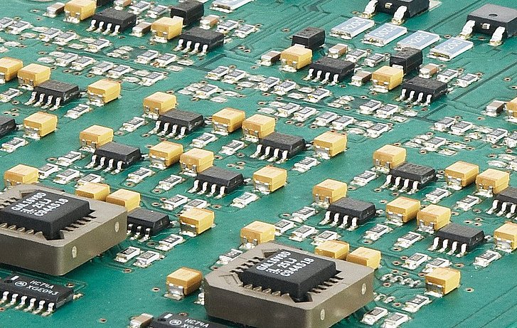 Assembled printed circuit board Printed circuit board assembled with ProtoPlace Pick & Place system